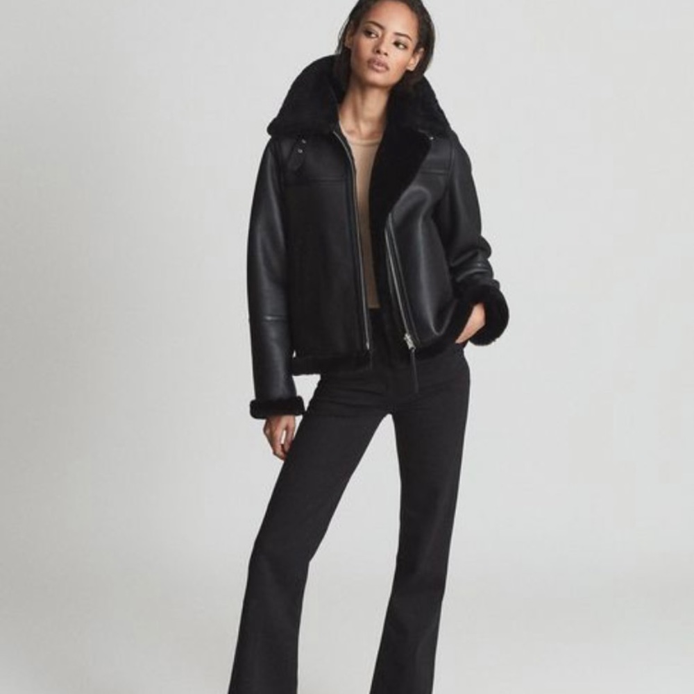 100% authentic shearling and leather from designer brand Reiss